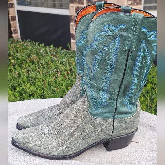 Lucchese Green Elephant Cowboy Boots 13D - Picture 2 of 15